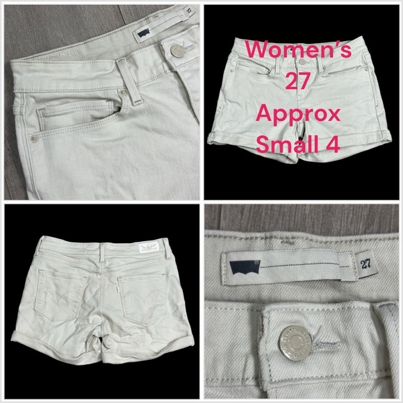 Levi's Pants - Women’s Levi’s 27 4 Small Denim Shorts Jeans Cream Rolled Hem Stretch 5 Pocket